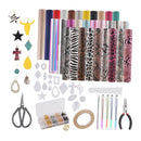 30 Pieces Leather Earring Making Kit with Templates, Faux Leather Sheet, and