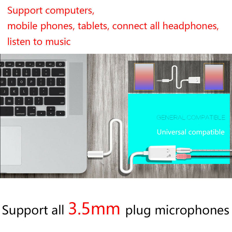 3.5mm Audio Headset Mic Y Splitter Cable Adapter TRRS to 2 TRS For PC Laptop
