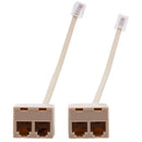 2 Pcs 6P4C RJ11 Male to 2x Female Splitter Tele pone Connector Adapter I4J3