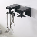 Rotating Utensil Holder Rack Kitchen Organizer With 6 Hooks Self Adhesive