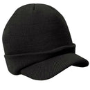 Unisex Men's Winter Warm Knitted Hat With Peak One size Black