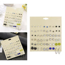 30 Pair Set Mini Flower Star Triangle Earrring Stud, Plated Alloy