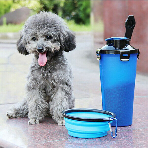 2 In 1 Folding Dogs Cats Feeder Water Food Bottle Outdoor Travel Pet Bowls