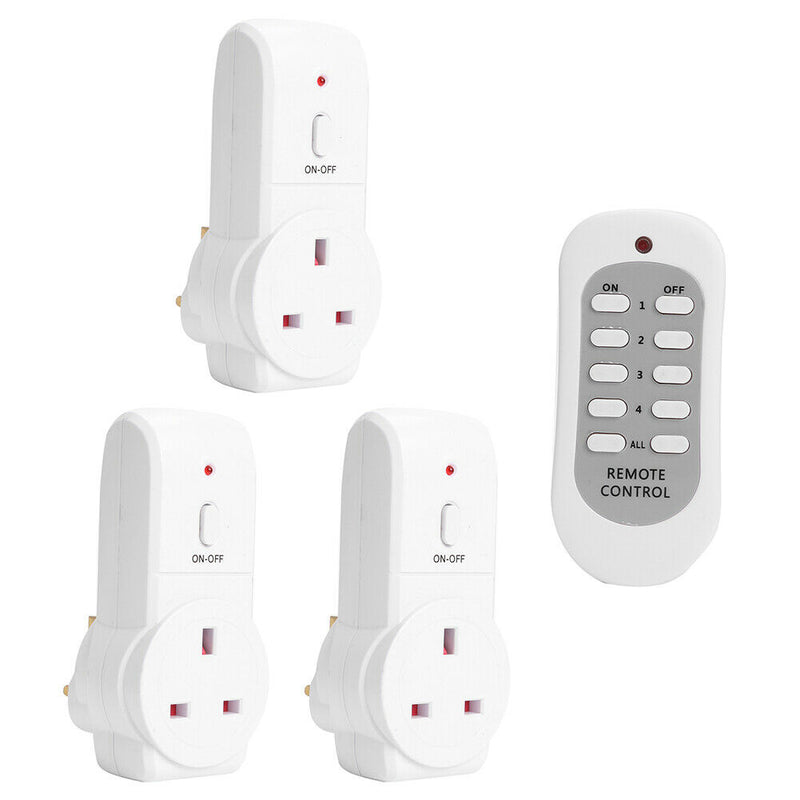 3pcs UK Plug Power Outlet Light Switch Socket+1pc Wireless Remote Control