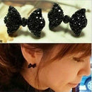 1Pair Women Black Rhinestone Crystal Bowknot Bow Tie AU Stud Earrings S1T5