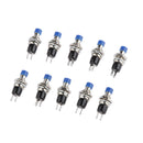 10pcs Momentary Switches 2pin SPST Button Release For Caravan Boat Camper - Blue