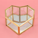 Flip Love Heart Shaped Geometric Glass Jewelry Box Glass Ring Box Exquisite D5Z1