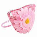 Mini Sunflower Tote Handbag Clutch Purse Single Shoulder Beach Straw grass  W6B4