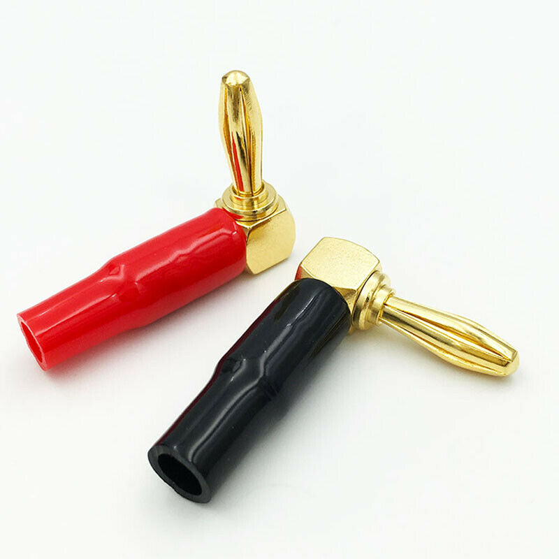 [4 Pack] Hi-end Copper Right Angle/90 Degree Screw Type Banana Plug / Speak K3Q3