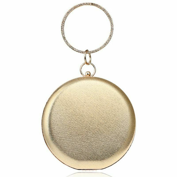 Round Shaped Women Evening Bags Diamonds Simple Clutches Chain Shoulder BagsI3J2