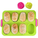 Silicone French Bread Baking 8 Grids Rolls Mold Baguette Tray Bakery Green E4Z7