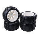 4 Pieces 12mm Hub Plastic Wheel Rim & Rubber Tire Tyres For 1:10 RC Buggy Truggy