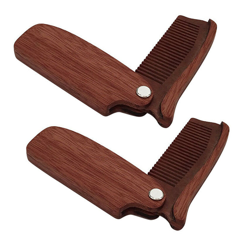 Fashion Men Sandalwood Comb Folding Anti Static Beard Pocket Wood Moustache Hair