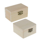2pcs Small Unfinished Unpainted Natural Wooden Box With Hinged Lid Lidded
