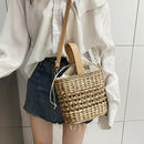 Hollow Straw Woven Bag Handle Clutch Bag Shopping Bag Female Shoulder Messe