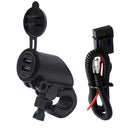 5V 4.2A Dual USB Charger Blue LED Light for Motorcycle Bike 22mm Handlebar