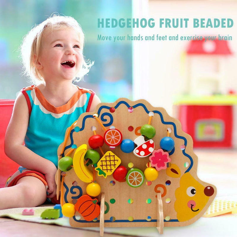 Wooden Fruits Lacing Stringing Beads Toys Hedgehog Fruit String Beads Boar
