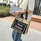 Women Linen Tote Casual Shoulder Bags Fashion Lady Print Handbags (Black S) A#S