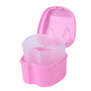 Dental False Teeth Storage Box with Hanging Net Container Organizer (Pink) A