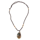 Labradorite Stone Pendant Necklace with Hanging String for Woman Xmas Gift