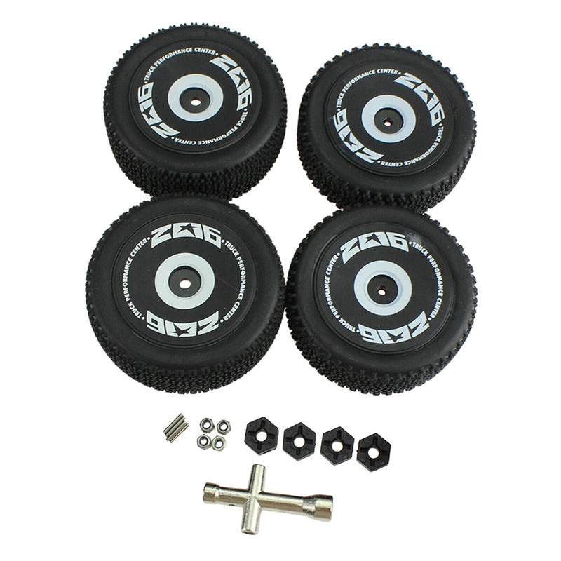 4PCS 1/12 RC Car Tyres, Rubber Front Rear Tire with Installation Bolts Hex