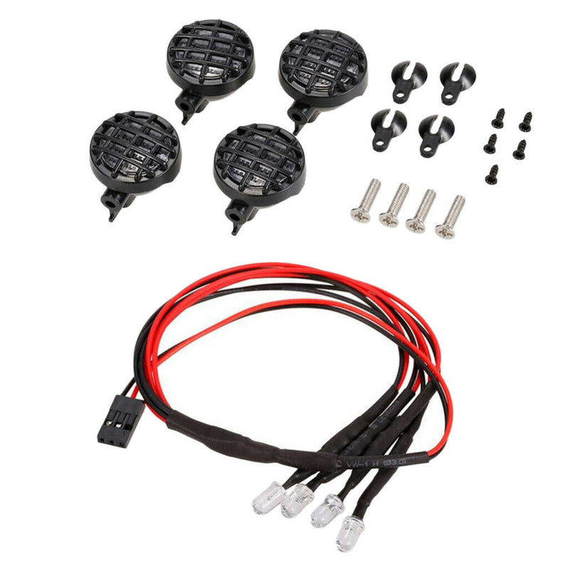2 Red 2 White LED Lights Lampshade for 1/10 1/8 RC Crawler RC4WD Axial ACS10