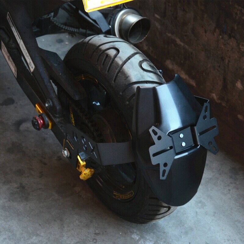 Motorcycle Rear Mudguard Wheel Tire Splash Cover Guard with License Plate B R9F7