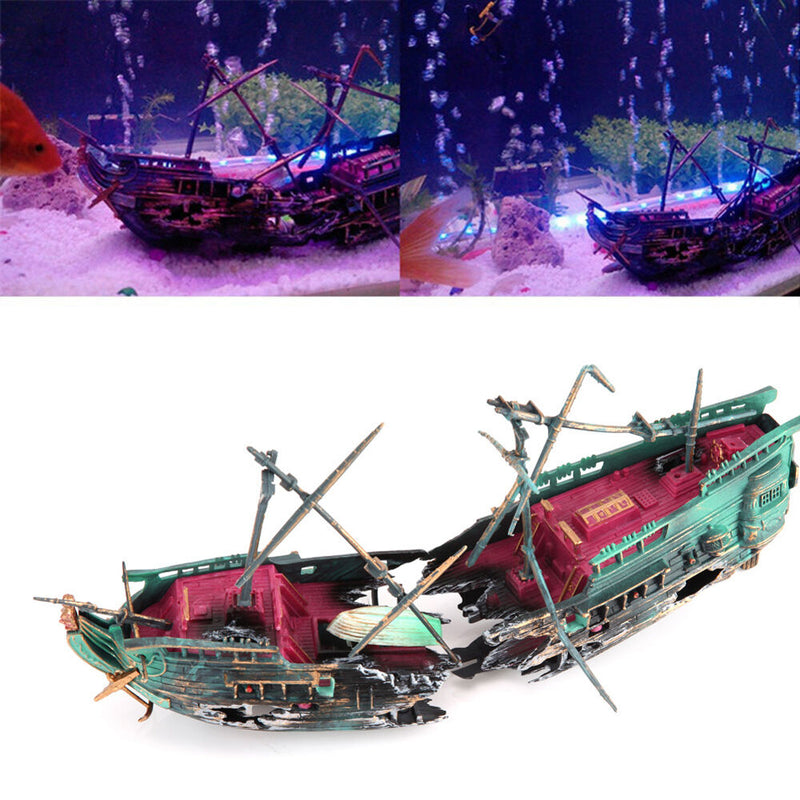 Ship Landscape Aquarium Fish Tank Ornament Wreck Sailing Hiding Boat Decoration