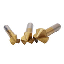 6pcs 3 Flute 90 Degree Hss Chamfer Cutter Bit Chamfering Countersink Drill Bits