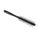 1 Piece Small Mini Round Hair Brush Nylon Bristles, Black Long Wood Handle Hair