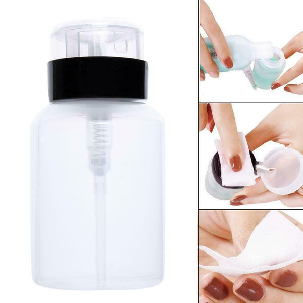 220ml High-Capacity Empty Pump Refillable Nail Polish Remover Bottles Tools