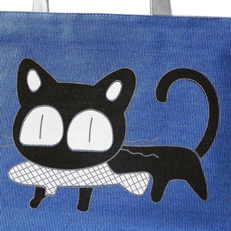 Girl cat eat fish shopping bag Shoulder Women Handbags beach tote bags hand Y5P9