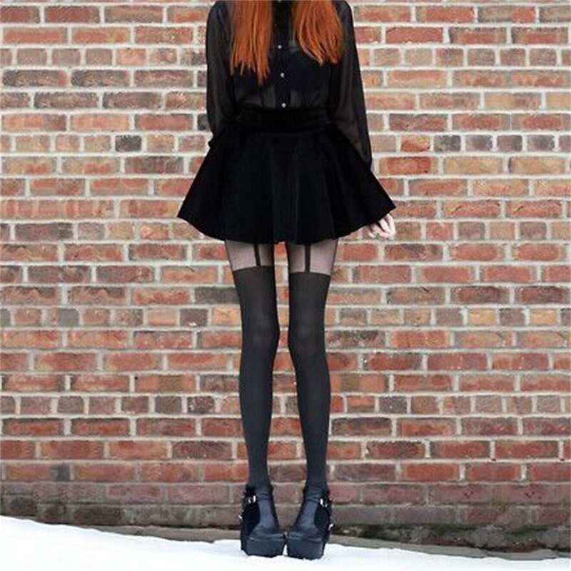 Fashion Women Temptation Sheer Mock Suspender Tights Pantyhose Stockings LJ