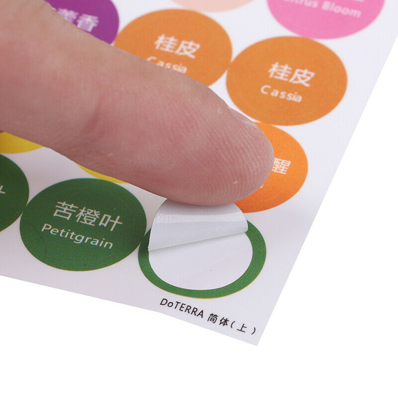 Colorful Paper Stickers Labels for Glass Essential Oil Bottles Cap Lid Label Gn