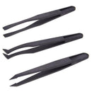 7 x Tweezers Set Antistatic Hard Plastic Repair Tool Black