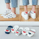 5X/set Fashion Women Men Soft Socks Casual Work Heart-shaped Cotton Soft So Q3N7