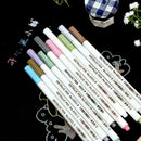 10Colour Metallic Art Marker Fine Liner Coloring Brush Pens Craft School Y W1U4