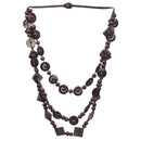 Womens Boho Layered Necklace, Wooden Geometric Beaded Pendant Necklace Ethnic