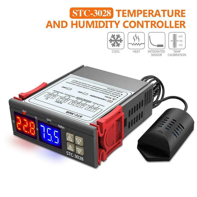 STC-3028 AC110-220V Dual Temperature Humidity Controller Digital Display New