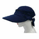 Summer Fashion Bowknot Big Visor Cap Beach Sun Hat Dark blue