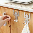 2Pcs Stainless Steel Lovers Shaped Hooks Pot Pan Hanger Clothes Storage Rack 3C