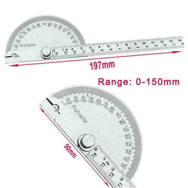 180 degree Protractor Angle Finder Arm Measuring Ruler Stainless Steel Tool M7R2