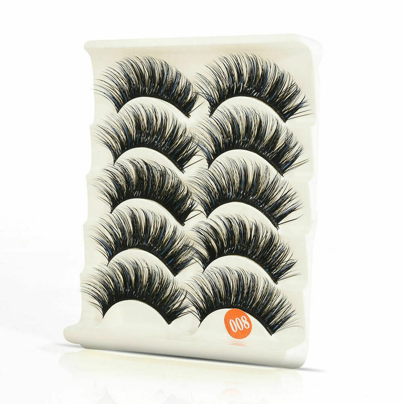 5 Pairs Blue+Black Handmade Long Thick Cross False Eyelashes Makeup Eye Lashes