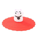 Clear Cherry Silicone Cup Cover Leakproof Heat-resistant Lid (Lucky Cat) A