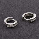Unisex Stainless Steel Rhinestone Charm Hoop Earrings Quartet Simple Temper B6B3