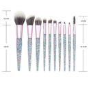 10Pcs Rhinestone Crystal Glitter Makeup Brushes Set Professional Foundation B6H4