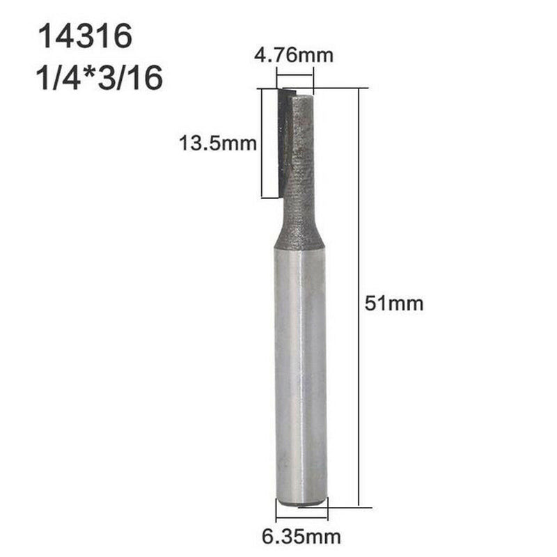 1/2" Single Flute Straight Router Bit Cutter Carpenter Woodworking 1/4*3/16
