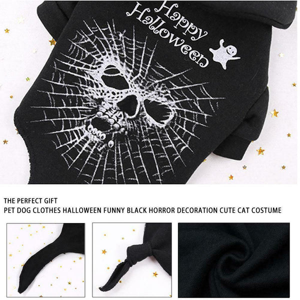 Puppy Dog Clothes Apparel Pet Party Black Horror Hoodie Coat Party Cute Costume