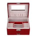 Crocodile Pattern Jewelry Box With Drawer Double Necklace Earrings Storage
