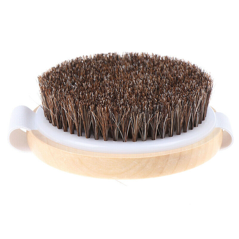 1X Wood Natural Horse Hair Bath Body Brush Cellulite Shower Dry Skin Exfoliati3C